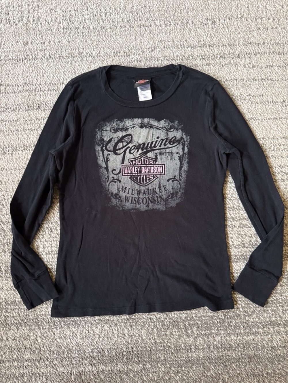 Harley-Davidson Black Long Sleeve Tee with Gray Graphic